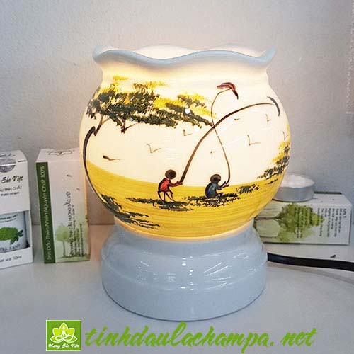 Đèn tinh dầu vẽ Thả diều Bát Tràng BT08
