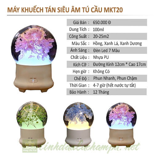 Thông số kỹ thuật máy khuếch tán hoa Cẩm Tú Cầu