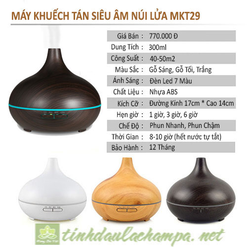 Thông số kỹ thuật máy khuếch tán tinh dầu núi lửa 300ml