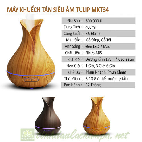 Thông số kỹ thuật máy khuếch tán 400ml bình hoa Tulip