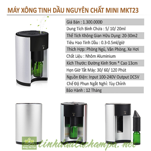 Máy khuếch tán tinh dầu xông không cần nước vỏ nhôm MKT23