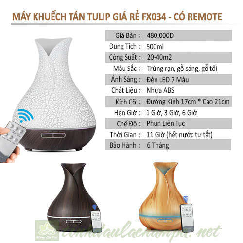 Máy Khuếch Tán Tinh Dầu Tulip Trứng Vân Rạn 500ml FX034-TW