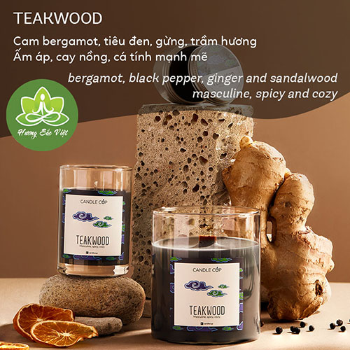 Nến thơm Agaya - Candle cup mùi gỗ Teakwood 100gr, 200gr, 300gr