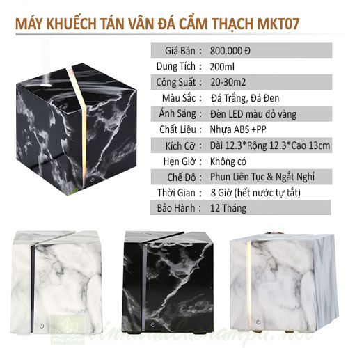 Thông số của máy khuếch tán tinh dầu vân đá cẩm thạch MKT07