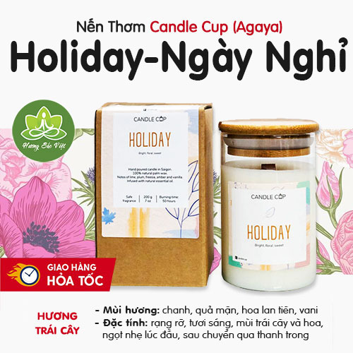 Nến thơm Agaya (Candle Cup) mùi Holiday - Ngày Hội
