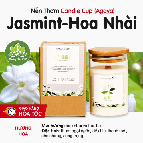 Nến thơm Agaya (Candle Cup) mùi Jasmint - Hoa Lài vs Bạc Hà