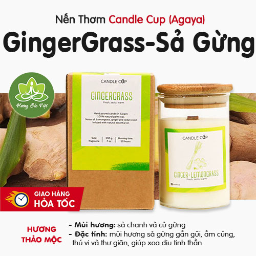 Nến thơm Agaya (Candle Cup) mùi GingerGrass - Sả Gừng