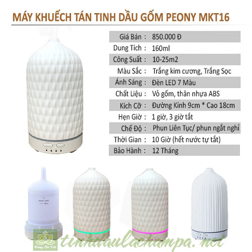 thông số máy khuếch tán tinh dầu gốm peony