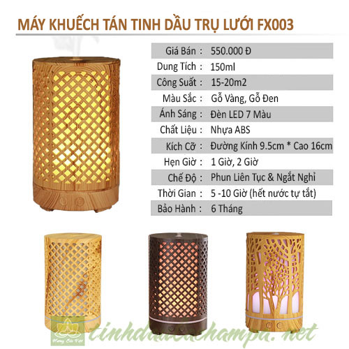 Thông số kỹ thuật máy khuếch tán tinh dầu trụ lưới fx003