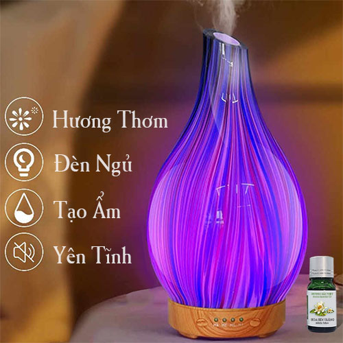 Máy khuếch tán tinh dầu đẹp sang MKT14 bình hoa thủy tinh