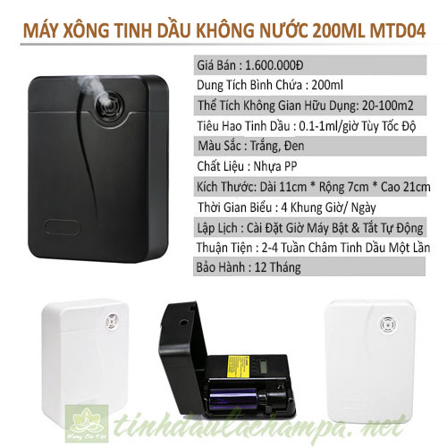 Máy tỏa tinh dầu trực tiếp treo tường 200ml, không dùng nước MTD04