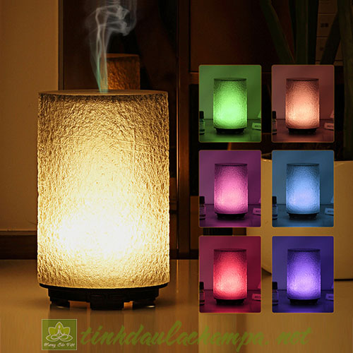 Máy khuyếch tán tinh dầu Trụ xám đèn màu MKT01 Máy khuyếch tán tinh dầu Trụ xám đèn màu MKT01