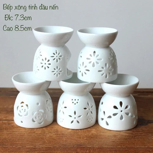 Đèn xông tinh dầu nến Hoa Trắng TN06