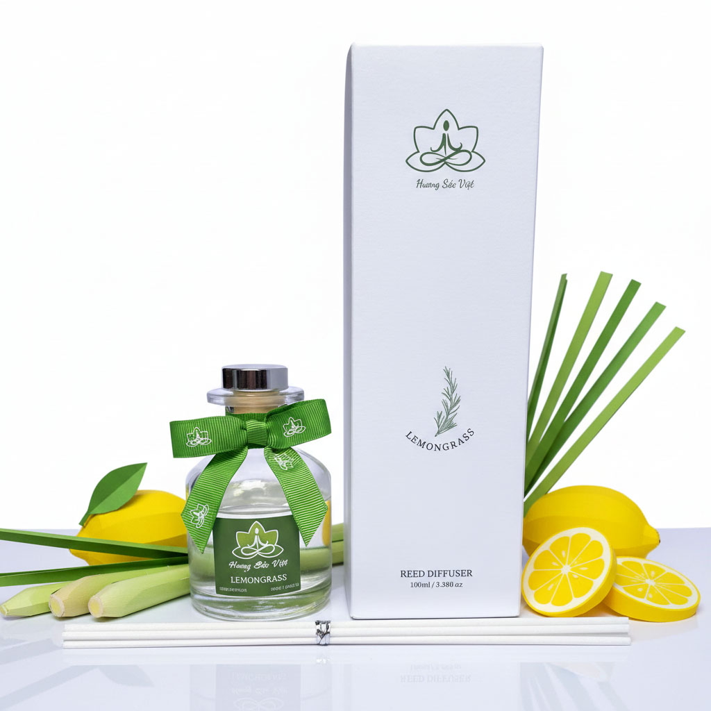 Lọ tinh dầu cắm que khuếch tán 100ml Sả Chanh Lemongrass