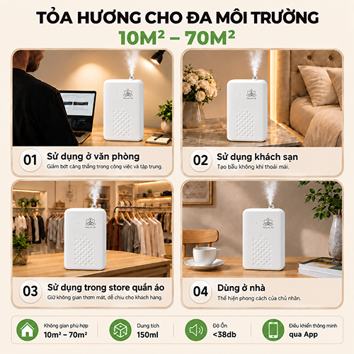 Máy xông tinh dầu không nước 150ml Y61S