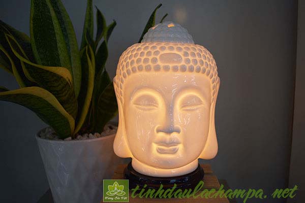 Đèn xông tinh dầu gốm tượng đầu phật - shop Hương Sắc Việt