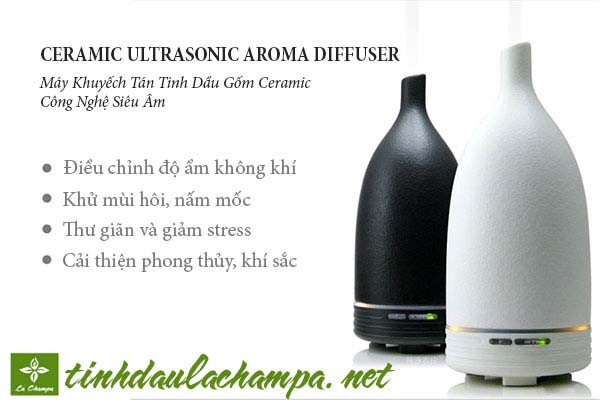 Máy khuếch tán tinh dầu gốm cao cấp mkt16 - ceramic ultrasonic  aroma diffuser