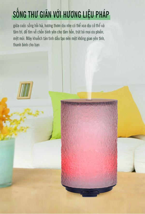 Máy khuyếch tán tinh dầu Trụ xám đèn 7 màu đẹp và sang trọng MKT01 Máy khuyếch tán tinh dầu Trụ xám đèn 7 màu đẹp và sang trọng MKT01