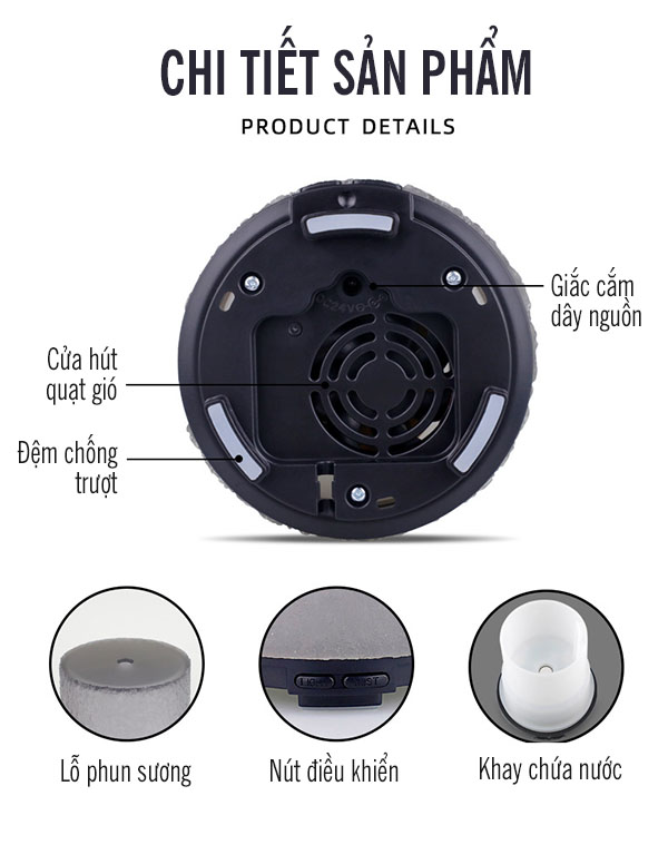 Máy khuyếch tán tinh dầu Trụ xám đèn 7 màu đẹp và sang trọng MKT01 Máy khuyếch tán tinh dầu Trụ xám đèn 7 màu đẹp và sang trọng MKT01