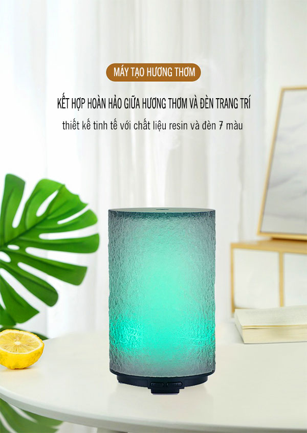 Máy khuyếch tán tinh dầu Trụ xám đèn 7 màu đẹp và sang trọng MKT01 Máy khuyếch tán tinh dầu Trụ xám đèn 7 màu đẹp và sang trọng MKT01